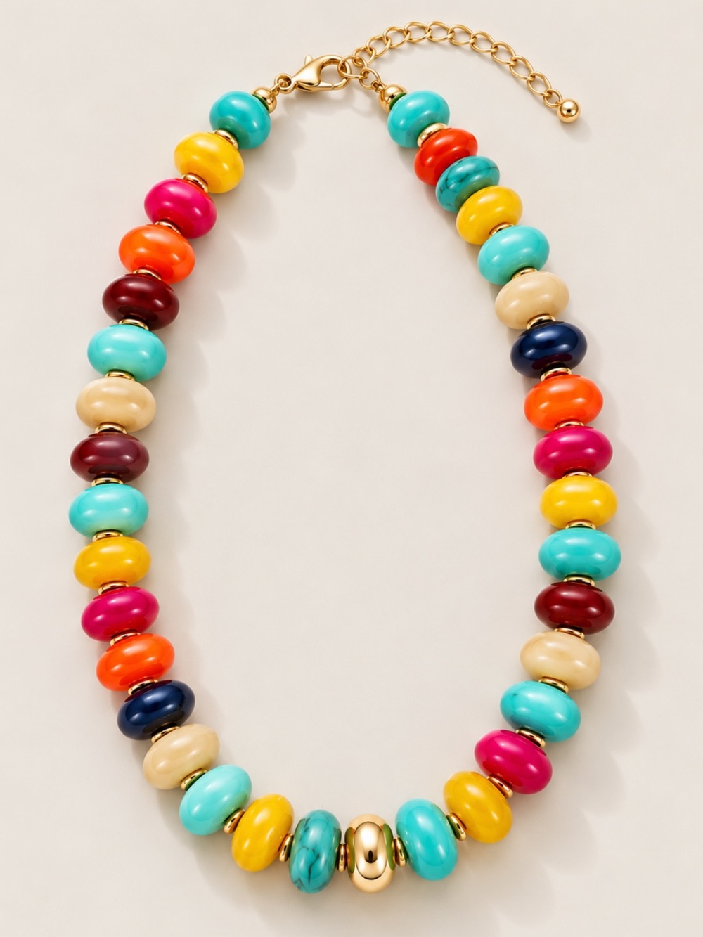 New! Colorful Turquoise Mixed Color Beaded Necklace NWOT